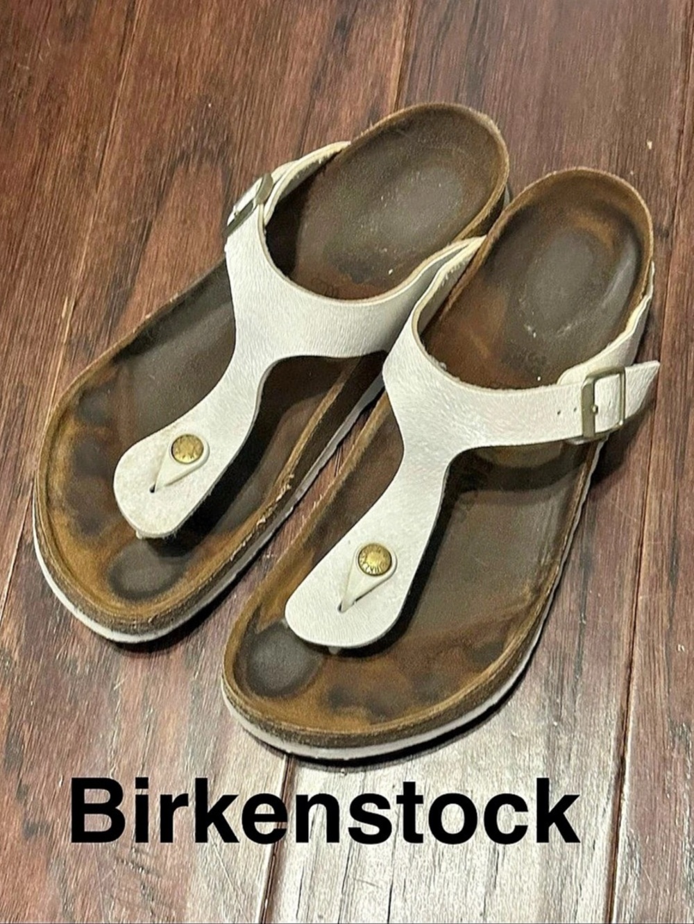 Birkenstock | Gizeh Leather Thong Sandals in White - Women’s 39